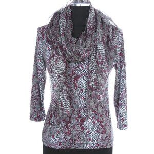 Leggiardo Purple and Grey Snakeskin Print Shirt and Matching Scarf Size Small
